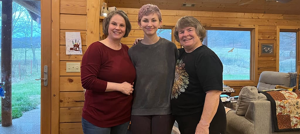 erika, daughter siena, and mom