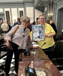 Rev. Cynthia Robinson (left), of New Ark Church of Christ, Newark. Susan Lahaie (right), wife of late medical aid-in-dying advocate Ron Silverio, namesake of the Delaware End of Life Options Act.