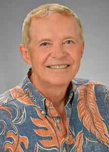 Dr. Charles Miller, oncologist (ret.) wearing a Hawaiian shirt