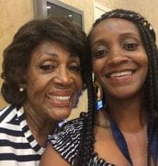 C&C national director brandi alexander poses with rep maxine waters