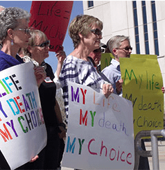 Morris V. Bradenburg - My Life, My Death, My Choice signs