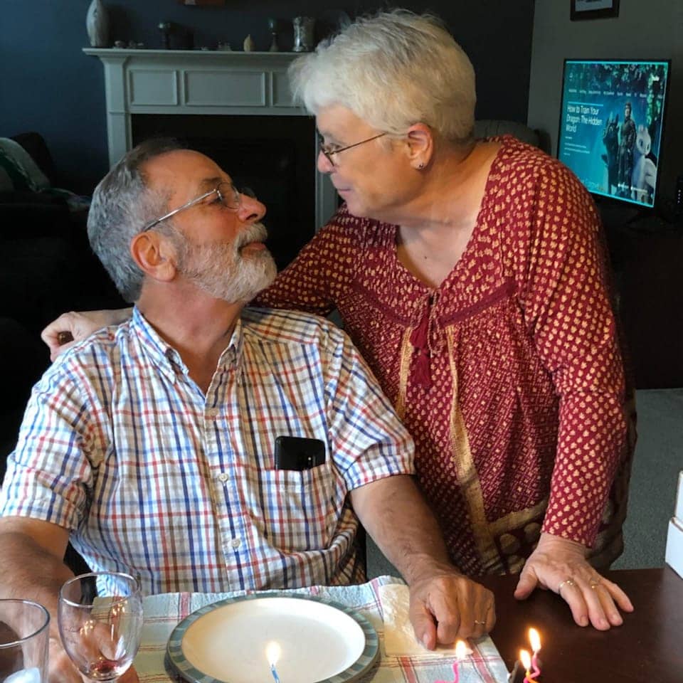 MIkki Washburn and her husband Jim at his birthday