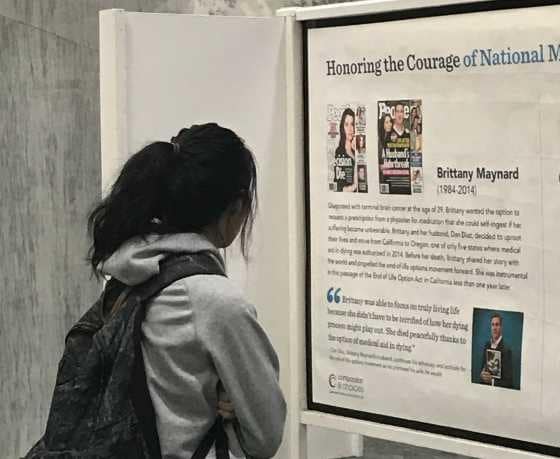 Capitol visitor reads Compassion & Choices Panel Exhibition