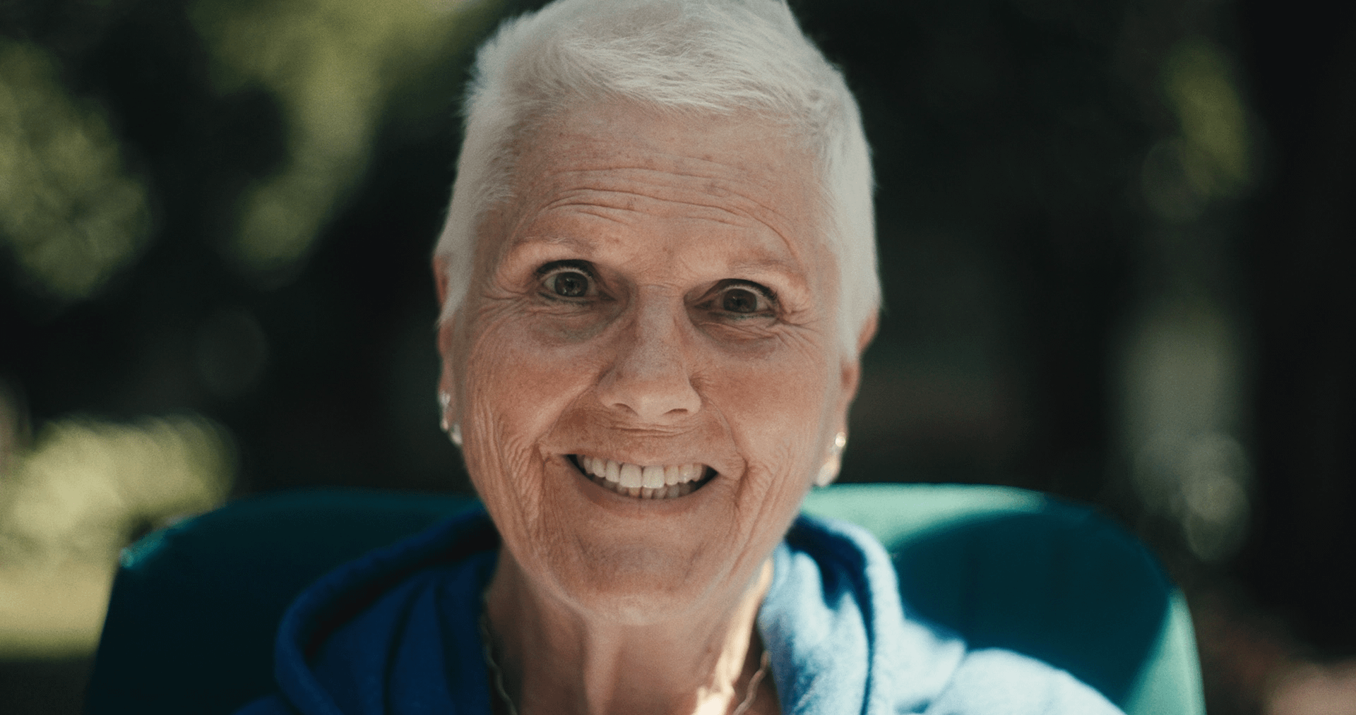 Lynda Bluestine looking into the Camera, a still from Other Side Film